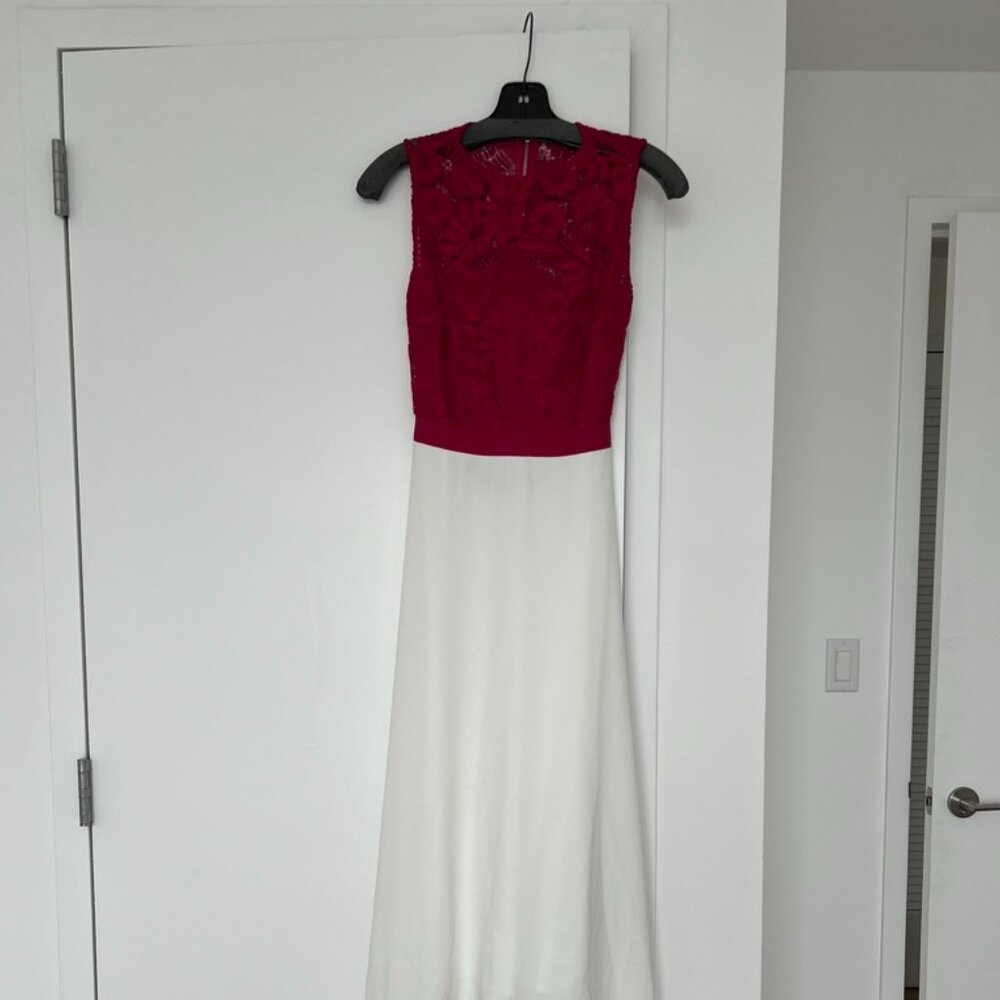 Beautiful red and white dress w/lace flowers